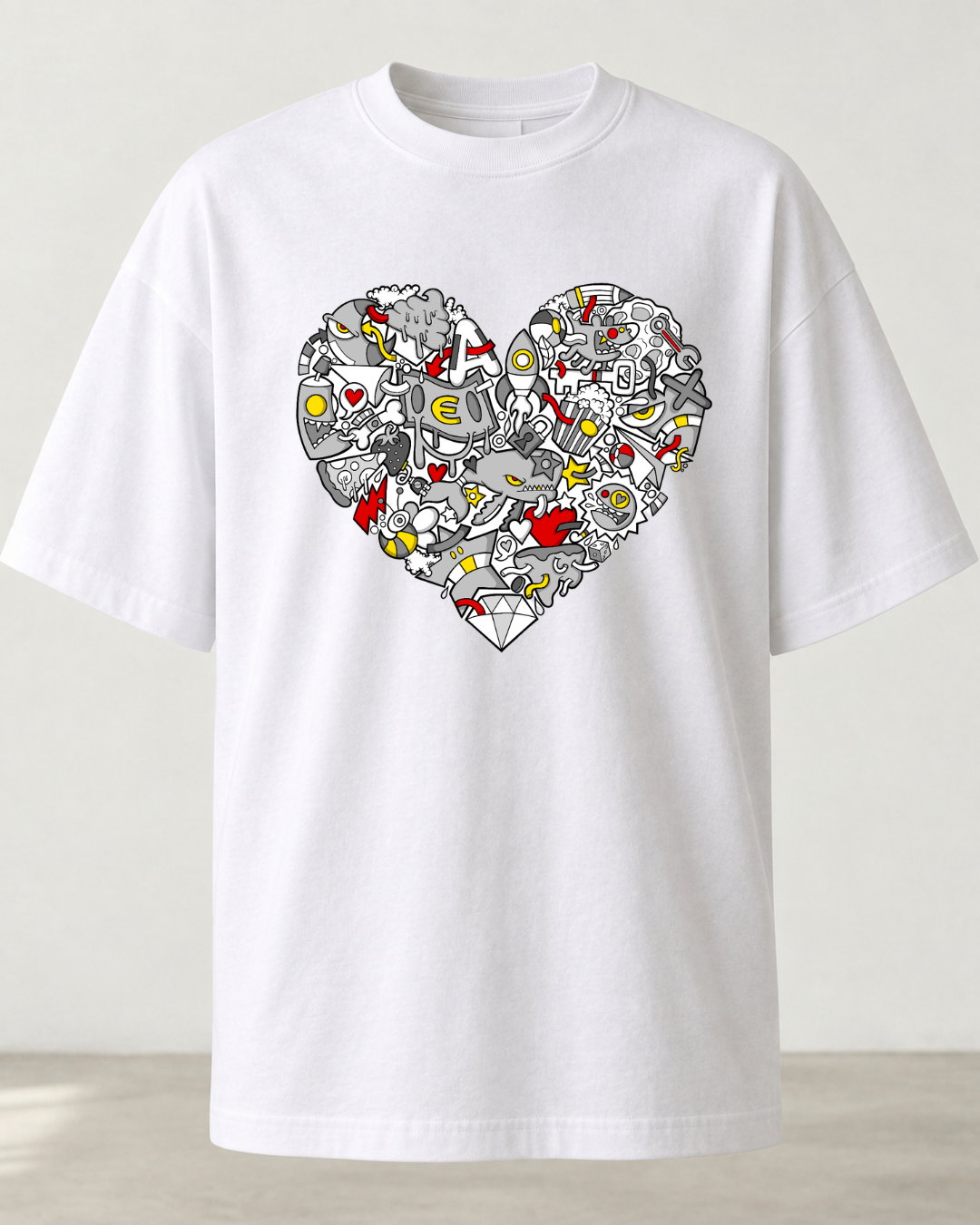 T-shirt oversize CUORE Bianca – Uomo